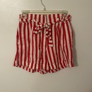 Striped linen shorts